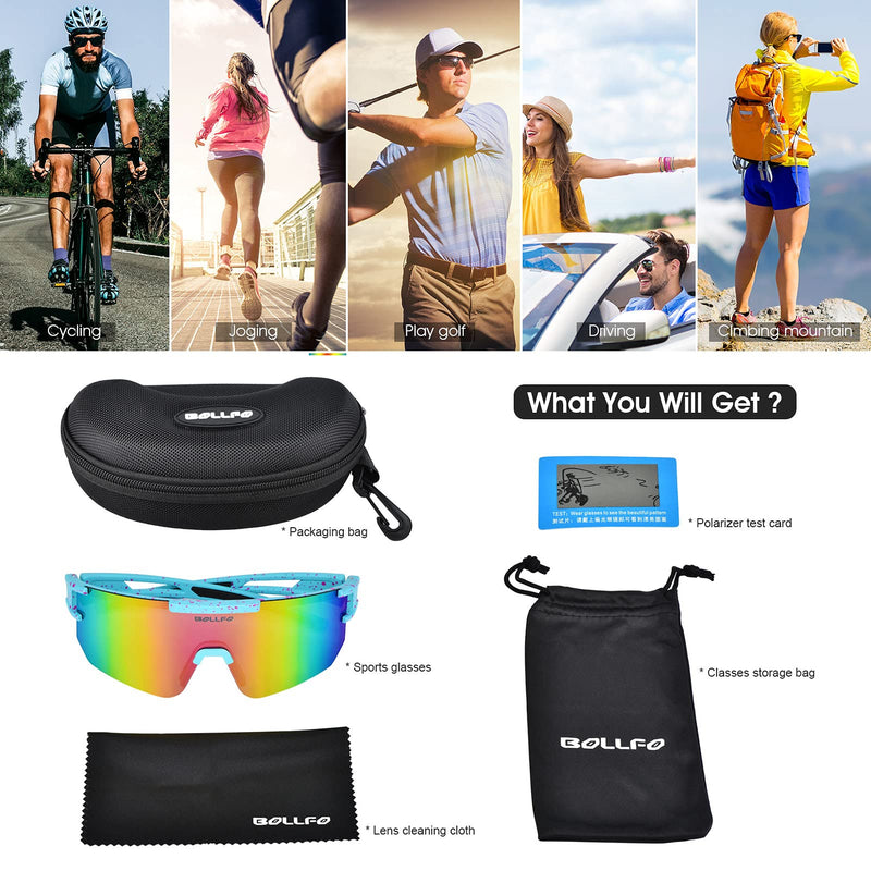 BOLLFO Cycling Sunglasses, UV 400 Eye Protection Polarized Eyewear for Men Women Colorful Lens - BeesActive Australia