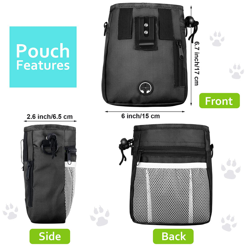 Weewooday Dog Clicker Training Kit, 1 Dog Treat Training Pouch and 2 Pieces Pet Training Clicker with Wrist Strap, Built in Poop Bag Dispenser Easily Carrying Pet Toys Treats Black Solid - BeesActive Australia