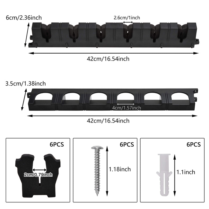 OROOTL Vertical 6-Rod Fishing Rod Racks - Plastic Fishing Pole Holders for Wall Mount Fishing Rods Storage Organizer for Garage Home Boat Car Large_16.54" - BeesActive Australia