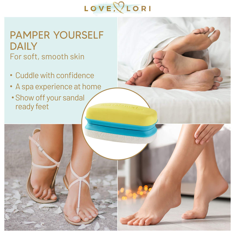 Foot Scrubber Pumice Stone for Feet by Love Lori - 2 in 1 Moisturizing Soap and Callus Remover - Lemongrass Cracked Heel Treatment Foot Exfoliator Yellow - BeesActive Australia