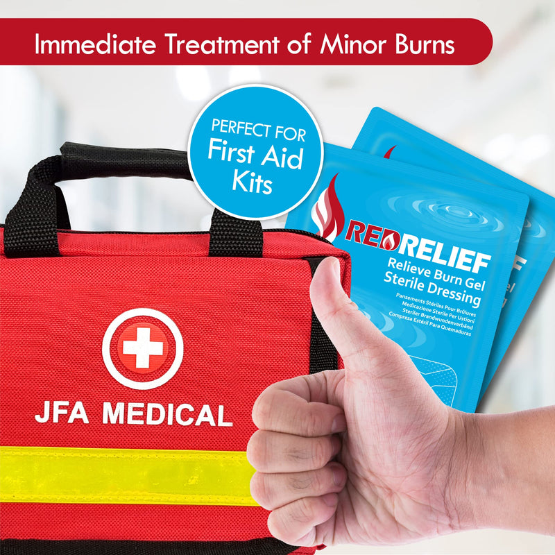 Pack of 5 RedRelief Emergency 5x5cm Burn Dressing - Cools, soothes and relieves Pain - BeesActive Australia