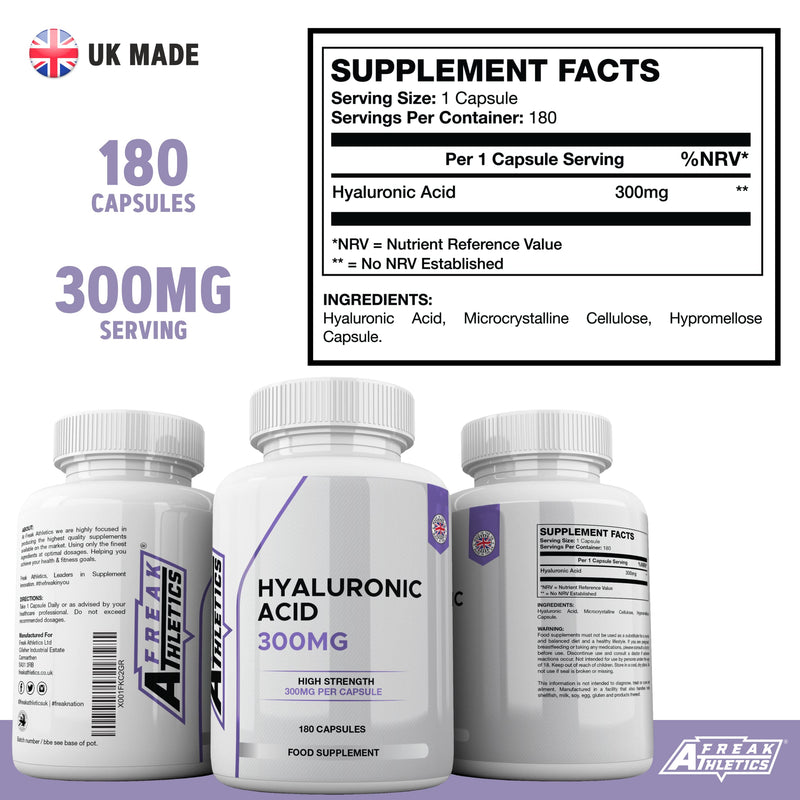 Hyaluronic Acid Capsules 300mg - 180 Capsules 6 Months Supply - Triple Strength Hyaluronic Acid Supplement - Hyaluronic Acid Tablets - BeesActive Australia