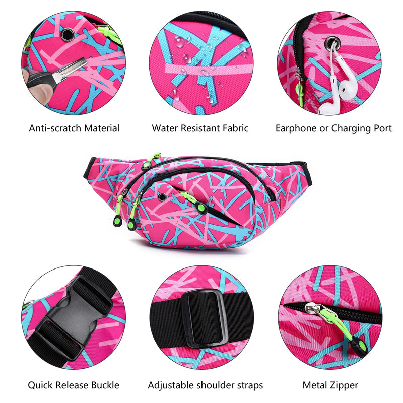 Fanny Pack for Men Women - Long Keeper Multifunction Waist Bag Water Resistant Chest Bag Adjustable Belt Walking Running (Pink) Pink - BeesActive Australia