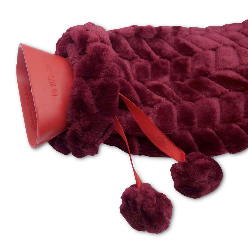 LIFE Long Hot Water Bottle with Fur Cover – Wearable – Comfort Warmth and Pain Relief (Burgundy) Burgundy - BeesActive Australia