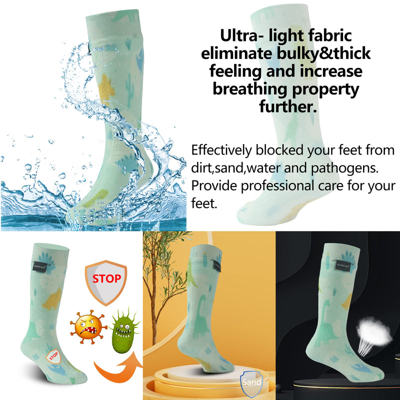 100% Waterproof Socks, RANDY SUN Boys Outdoor Sports Sock For Hiking/Ski/Fishing 1 Pair Light Green-ultra-thin-knee High Waterproof Socks Medium - BeesActive Australia