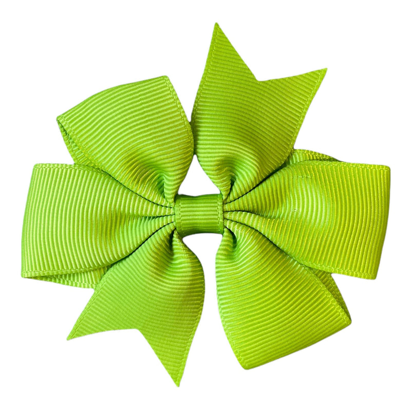Hair Bows Clips Slides Grips 3" inch Pinwheel Solid Vibrant Colours Hairbows - 10 Pack Apple Green - BeesActive Australia