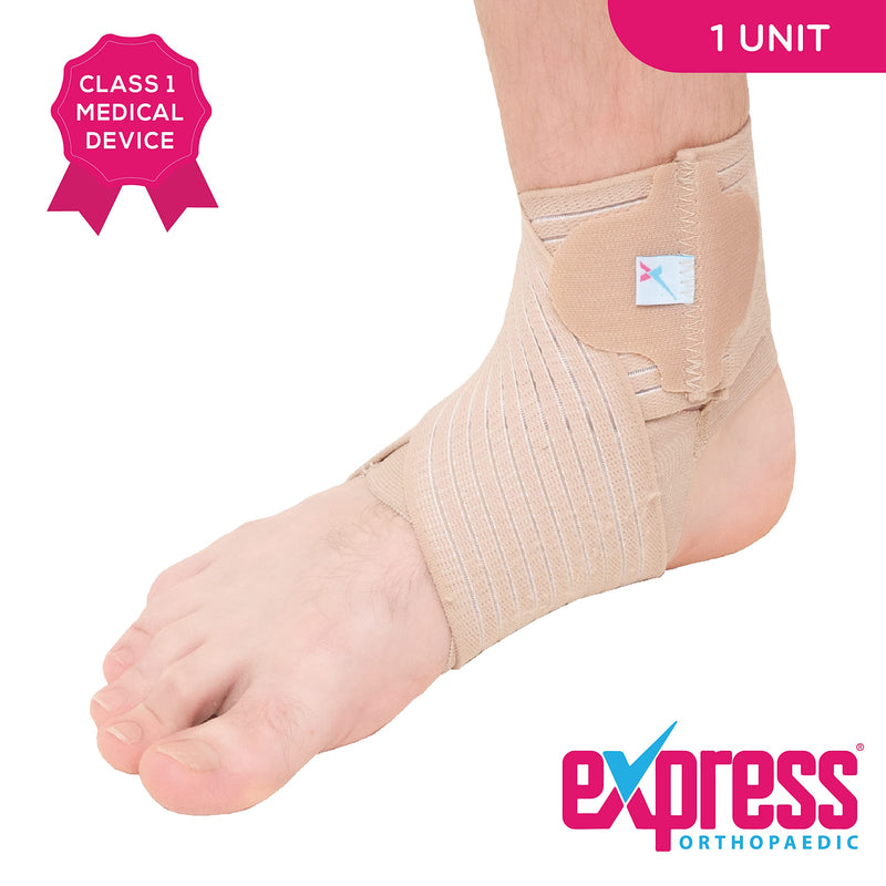 Express Orthopaedic® - Medically Approved Ankle Brace Tendonitis, Plantar Fasciitis Support for Sprained Ankle Figure-Of-8 Strap, Pain Relief, Compression, Support Unisex (Large (Ankle Circ. 23-26cm)) Large (Ankle Circ. 23-26cm) - BeesActive Australia