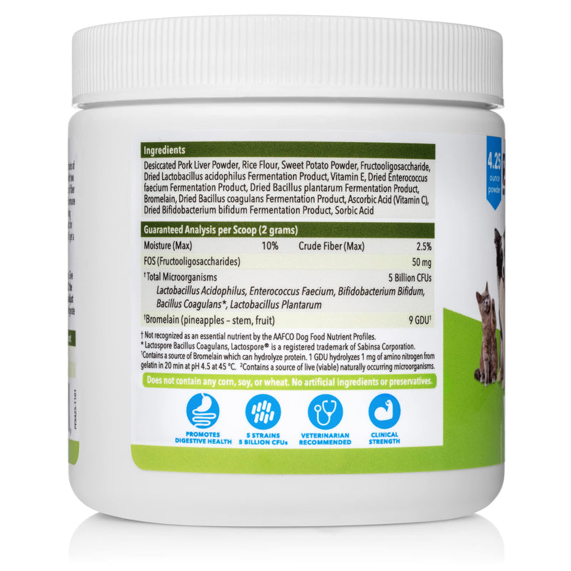 VETNIQUE Labs Profivex Probiotics for Dogs and Cats: Daily Pet Digestive 5 Strain Probiotics Powder with Prebiotics & Added Fiber from Sweet Potato - Pork Liver Flavor 4.25 oz - BeesActive Australia