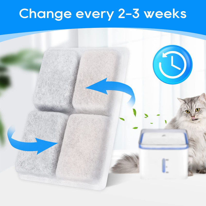 MyfatBOSS Cat Water Fountain Filter, 8+8 Pack Filters for Cat Fountain, Cat Water Filter Replacement, Pet Fountain Replacement Filters for furrybaby 2L Cat Water Fountain - BeesActive Australia