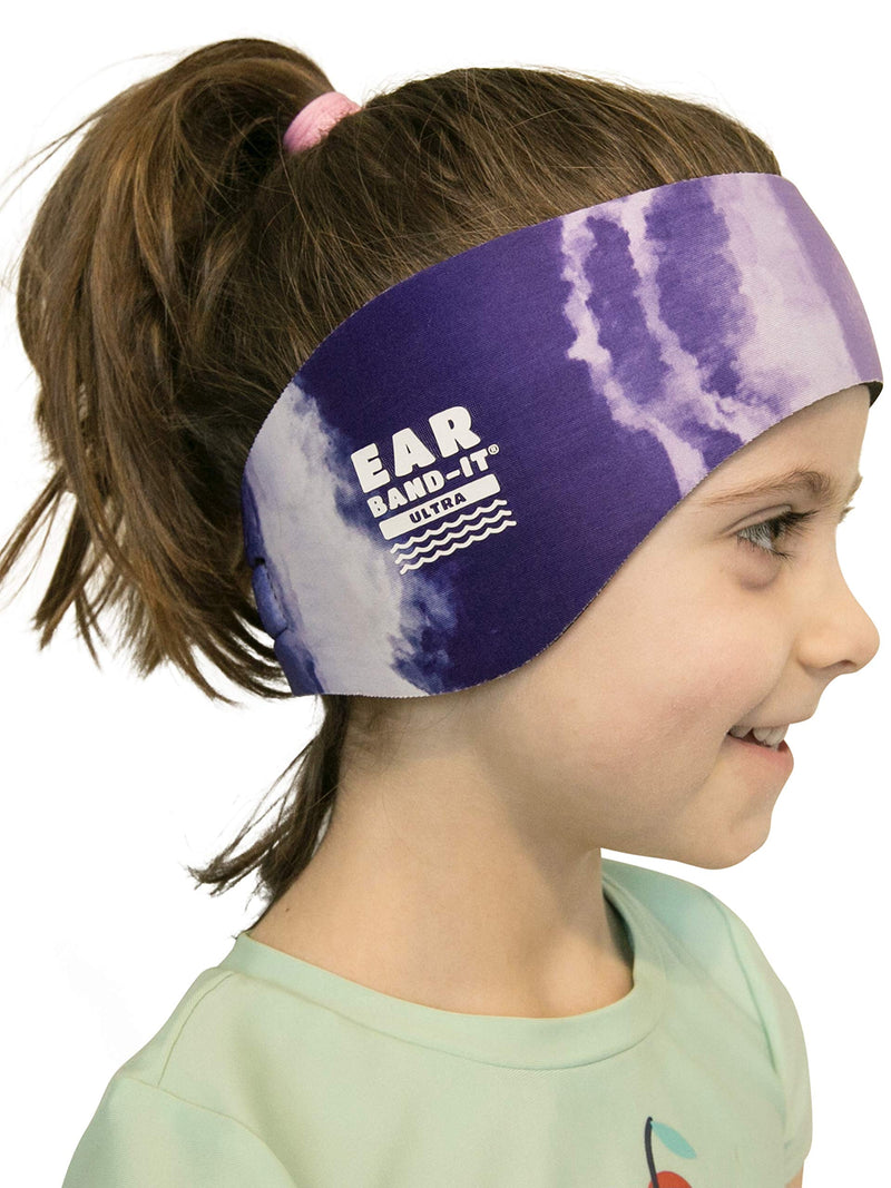 EAR BAND-IT Ultra Tie Dye Swimming Headband – ONLY Swim Ear Band Invented by ENT Doctor – Block Water Secure Earplugs – Kid & Adult Sizes – Recommended Water Protection for Bath, Shower, Pool, Beach Small (ages 3mo to 1yr) Purple Tie Dye - BeesActive Australia