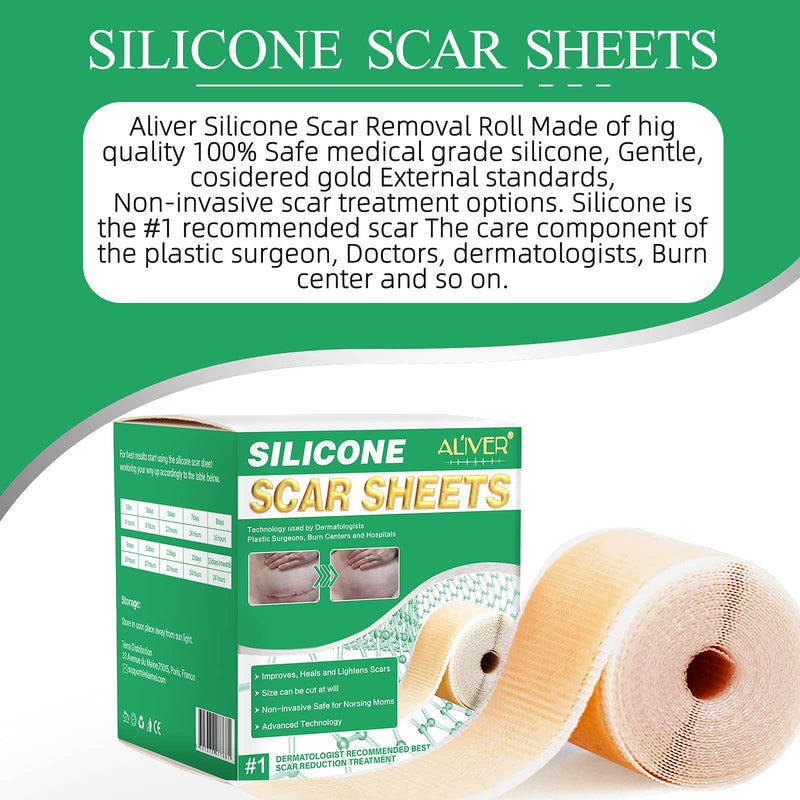 Silicone Scar Sheets (1.6” x 60”) Medical Soft Silicone Scar Tape for Scar Removal, Easy-Tear Silicone Tape Roll for Surgery Scars,Highly Comfortable Painless Easy Removal,Medical Grade Wound Dressing 1.6” x 60” - BeesActive Australia