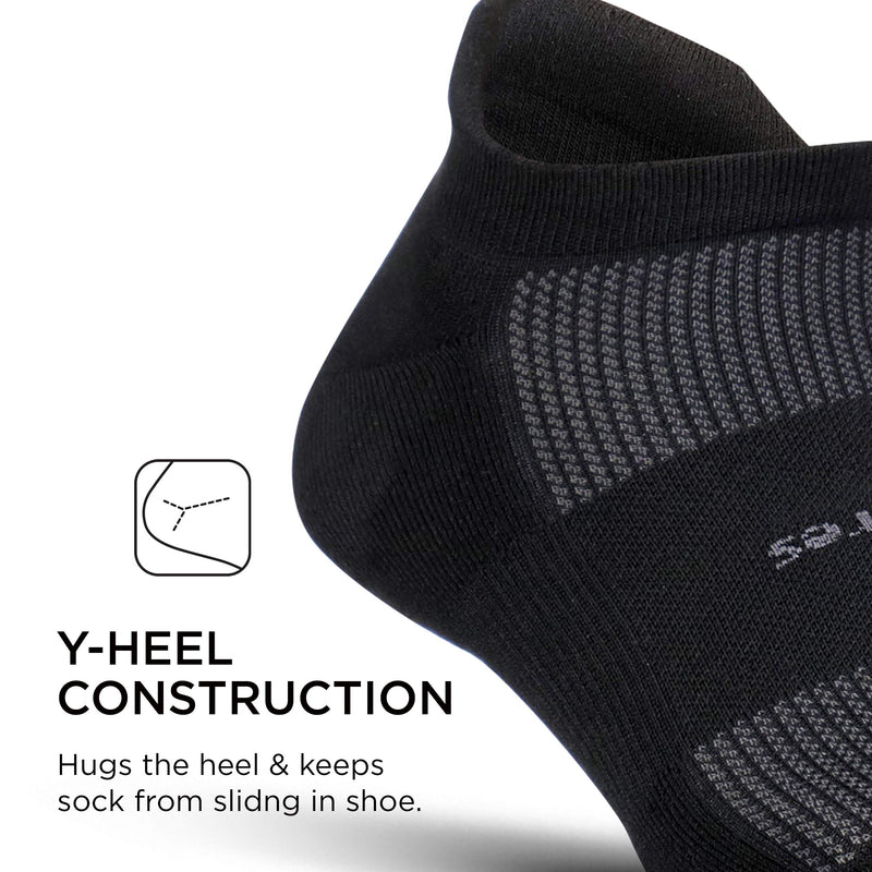 [AUSTRALIA] - Feetures High Performance Cushion No Show Tab Sock Solid Medium Black 