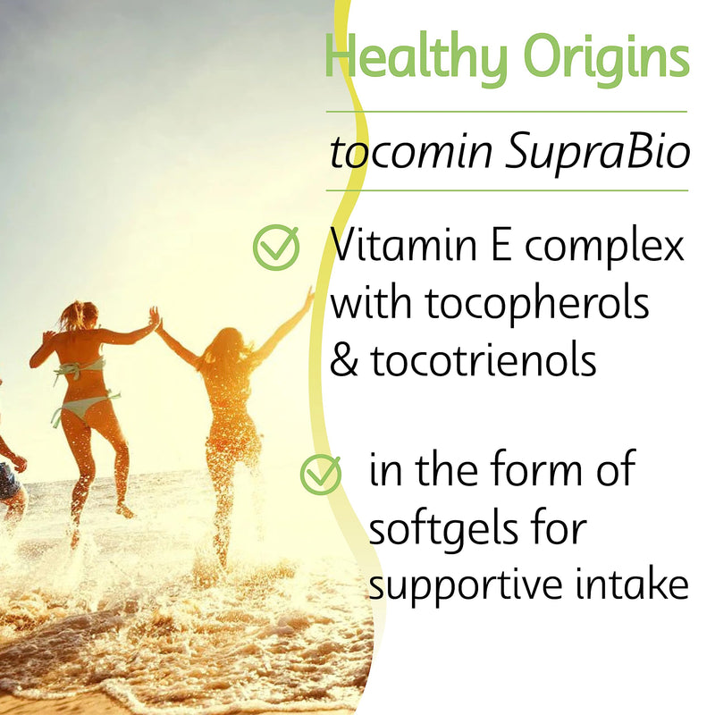 Healthy Origins, Natural Tocomin SupraBio, 50mg, 60 Softgels, Laboratory Tested, Vitamin E, Gluten Free, SOYA Free, Non-GMO - BeesActive Australia
