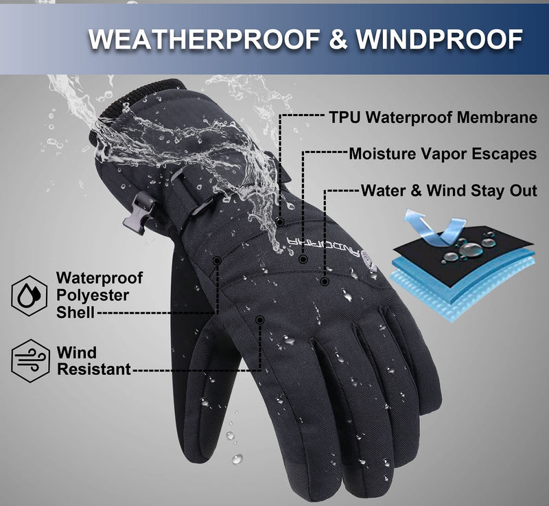 ANDORRA Women's Waterproof Touchscreen Ski Gloves Black Medium - BeesActive Australia