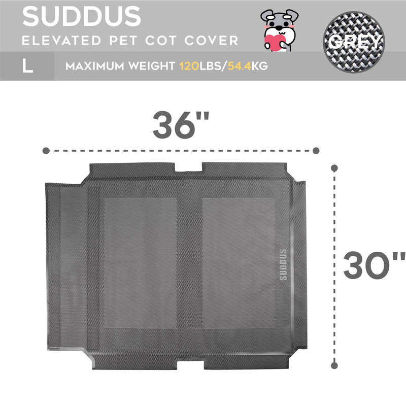 suddus Elevated Dog Bed Replacement Cover, Raised Dog Bed Chew Proof Easy to Clean, Breathable Elevated Pet Bed is Suitable for Indoor and Outdoor Use. Dog Cot are Not Included L Space Grey - BeesActive Australia