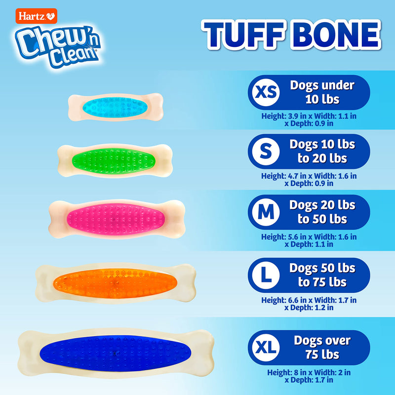 Hartz Chew 'n Clean Tuff Bone Bacon Scented Dental Dog Chew Toy - Medium - BeesActive Australia