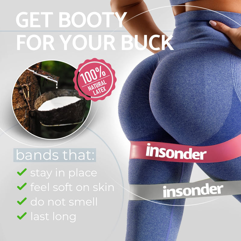 Mini Bands Set - Loop Resistance Bands for Leg Exercise, Fitness, Workout, Stretch (5X) 12 Inch by Insonder 5x Resistance Bands [all resistance levels] Gray Set - BeesActive Australia