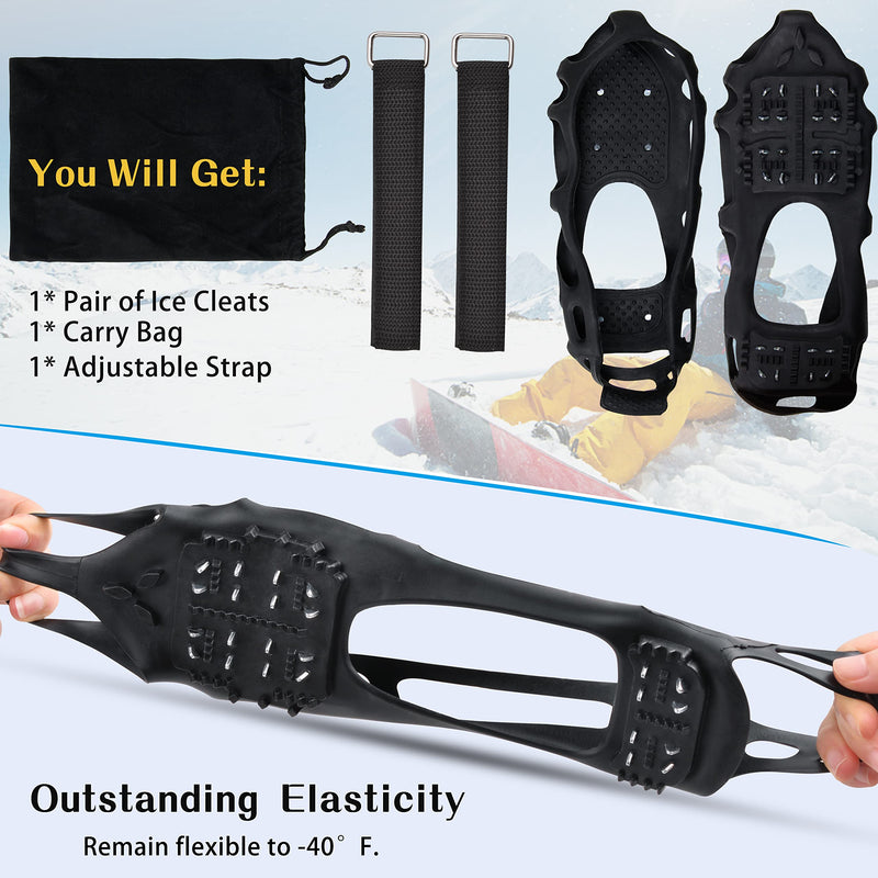 Ice Cleats for Shoes and Boots,Snow Traction Cleats Crampons for Women Men Kids Anti Slip 24 Spikes Shoes Walk Traction Cleats on Snow and Ice With Adjustable Strap Large(7.5-10 men/9-11 women) - BeesActive Australia