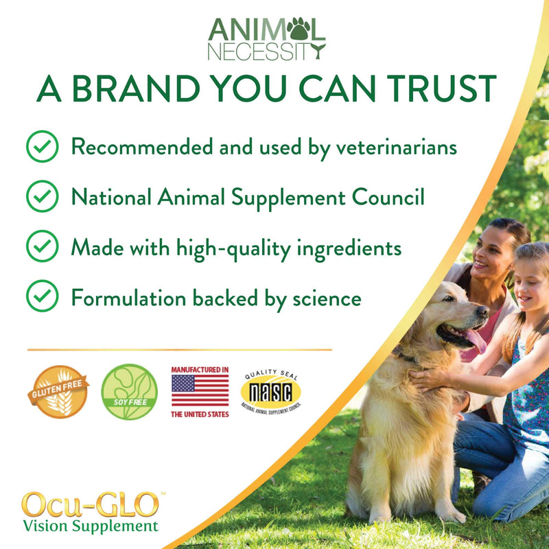 Ocu-GLO Cat & Dog Senior Supplement for Eye Support - Soft Chews Vision Vitamins Supplements for Large and Small Pets Care with Lutein, Omega-3 Fatty Acids, Grape Seed Extract & Antioxidants 30 Chews (Pack of 1) - BeesActive Australia
