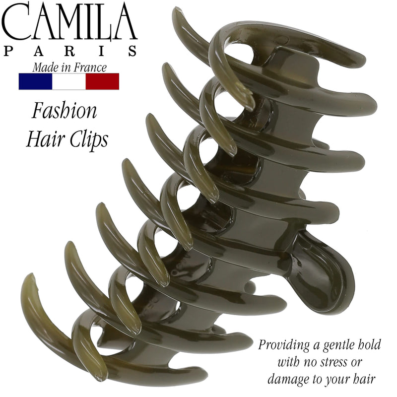 Camila Paris CP3487 French Medium Hair Clips for Women Thick Hair for Long Curly Wavy Hair, Girls Hair Claw Clip, Durable Styling Big Claw Clip for Thick Hair, Strong Hold No Slip Grip, Made in France 1 Count (Pack of 1) Green 3.5" - BeesActive Australia