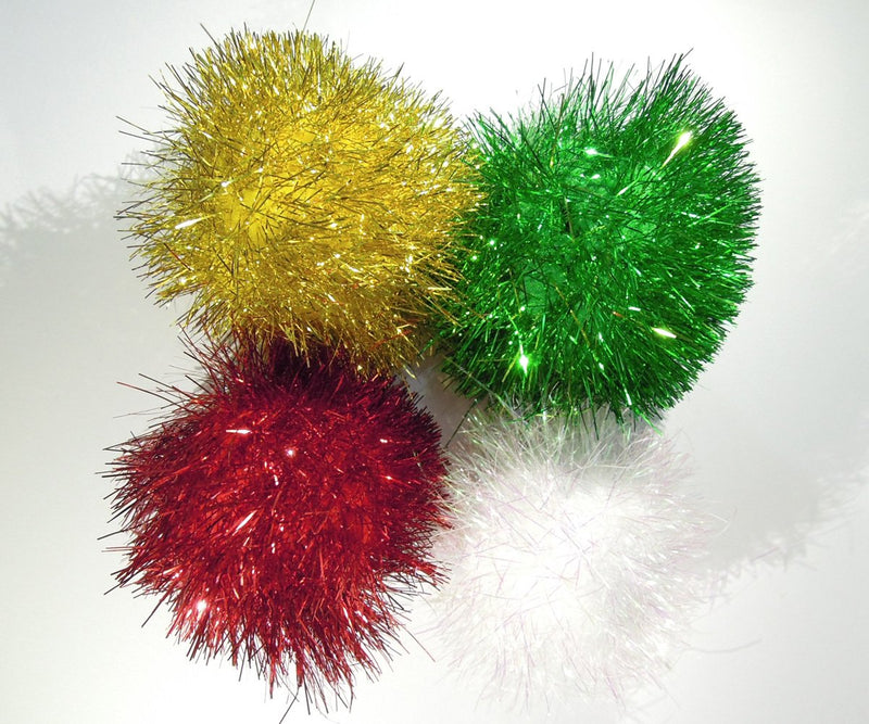 PETFAVORITES Bushy Sparkle Ball Cat Toy, Interactive Glitter Pom Pom Cat Toy Balls for Kittens, Bulk Pack. 24 Pack - BeesActive Australia