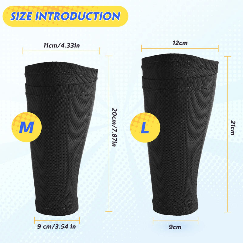 Soccer Shin Guards Sleeves 4 Pairs Flexible Soccer Shin Guard Leg Performance Support Polyester Soccer Shin Guard Sleeve Holder with Pocket for Soccer Sport Black Large - BeesActive Australia