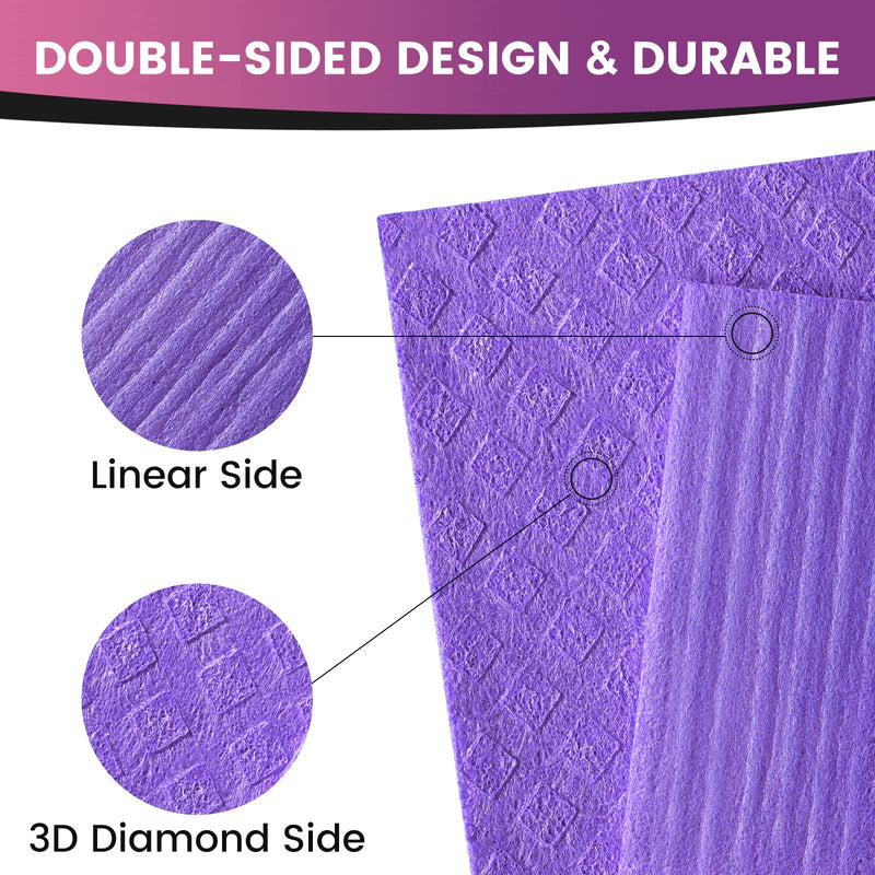 Homaxy Swedish Dishcloths for Kitchen, 10 Pack Reusable and Eco-Friendly Cellulose Sponge Cloths Dish Towels, Absorbent and No Odor Paper Towels for Dishes ＆ Counters, Purple Pack of 10 - BeesActive Australia