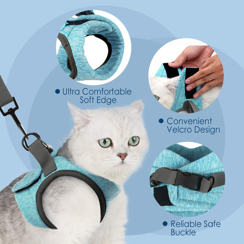 Simpeak Cat Harness and Leash for Walking Escape Proof Set,Adjustable Step in Outdoor Pet Vest Harness and Leash for Cats and Dogs Small Medium Large,Black Pink Green Grey Blue - BeesActive Australia
