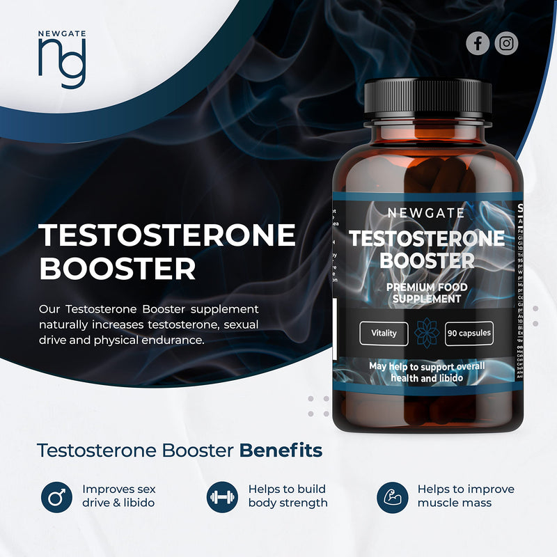 Testosterone Booster 90 Capsules for men - with Garlic Extract 1000mg - High Strength Prime Supplement - Made in The UK – Halal - BeesActive Australia