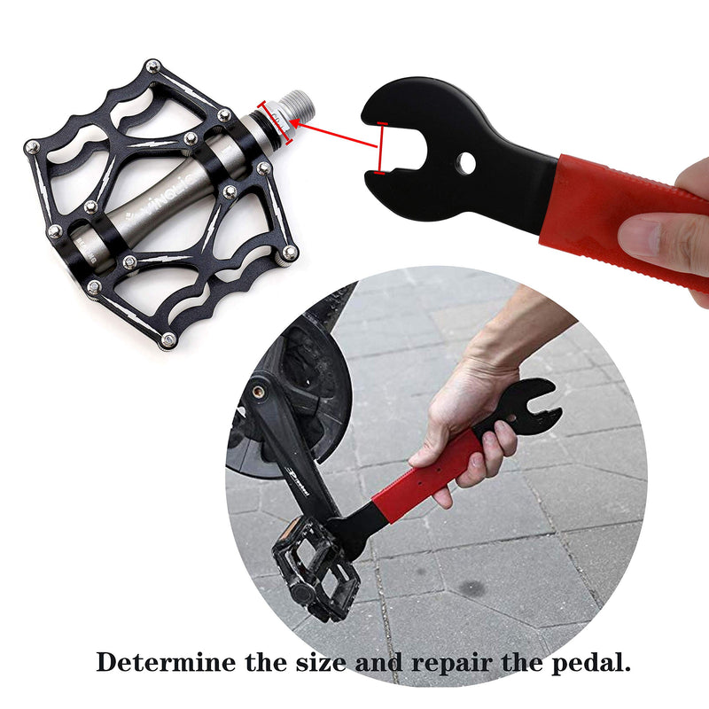 Pedal Wrench Double Sided Bicycle Pedal Removal 15/16/17mm Bike Spanner Home Mechanic Pedal Repair Tool With Long Hand Comfortable Grip Energy-saving Cycling Crank Set for Biking Maintenance & Repair - BeesActive Australia