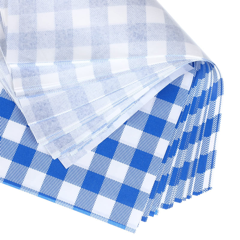 Epakh 100 Pcs Deli Paper Sandwich Checkered Paper Oktoberfest Food Wrapping Grease Resistant Liner Papers Wax Paper Sheets Carnival Oktoberfest Decor Barbecues Picnics 12 x 10 Inch (Blue and White) Blue and White - BeesActive Australia