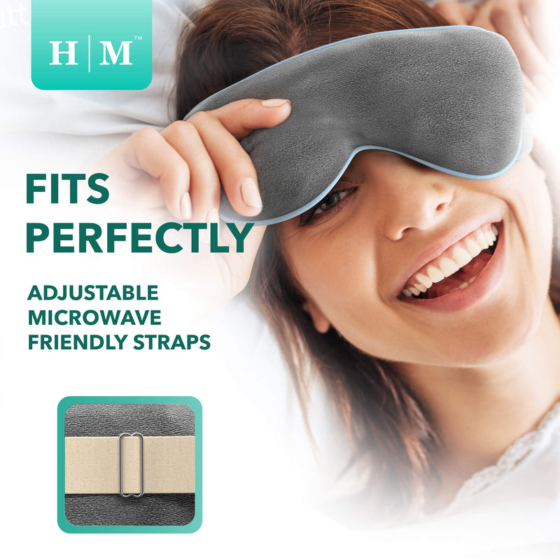 Heated Eye Mask For Dry Eyes - Microwave Activated Warm Eye Compress Treats Blepharitis & Styes - Our Plush, Warm Compress for Eyes Includes a Adjustable Strap & Pouch For Your Dry Eye Mask - HM Mask - BeesActive Australia