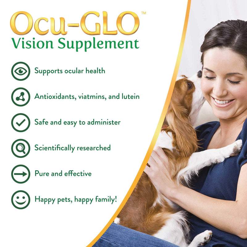 Ocu-GLO Cat & Dog Senior Supplement for Eye Support - Soft Chews Vision Vitamins Supplements for Large and Small Pets Care with Lutein, Omega-3 Fatty Acids, Grape Seed Extract & Antioxidants 30 Chews (Pack of 1) - BeesActive Australia