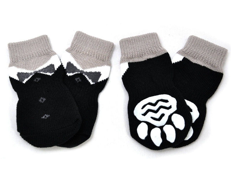 Posch Anti-Slip Knit Socks for pets with Traction Soles for Indoor Wear, Slip On Paw Protectors Medium Black - BeesActive Australia