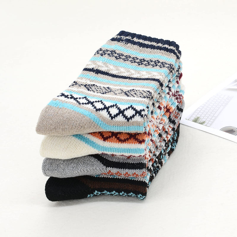 Men's Wool Socks Ankle Winter Warm Socks Athletic Fuzzy Socks Sports Crew Socks Soft Fall Hiking Socks 4/Diamond (Size 9-11) - BeesActive Australia