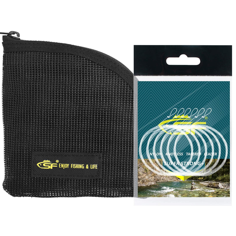 SF Fly Fishing Leader Wallet 5.7'' Quick-Drying 7 Slots Black Mesh Tippet Tapered Leader Polyleader Shooting Heads Sink Tip Case Storage Fly Leader Pocket for Saltwater Freshwater Large Black-1 Pack 5.7x 5.7inch - BeesActive Australia