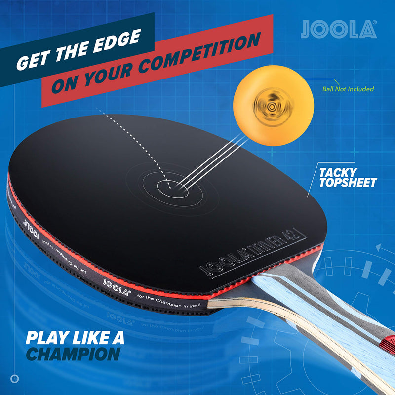 JOOLA Infinity Edge - Tournament Performance Ping Pong Paddle w/ Pro Carbon Technology - Black Rubber on Both Sides - Competition Ready - Table Tennis Racket for Advanced Training - Designed for Speed Light Blue - BeesActive Australia