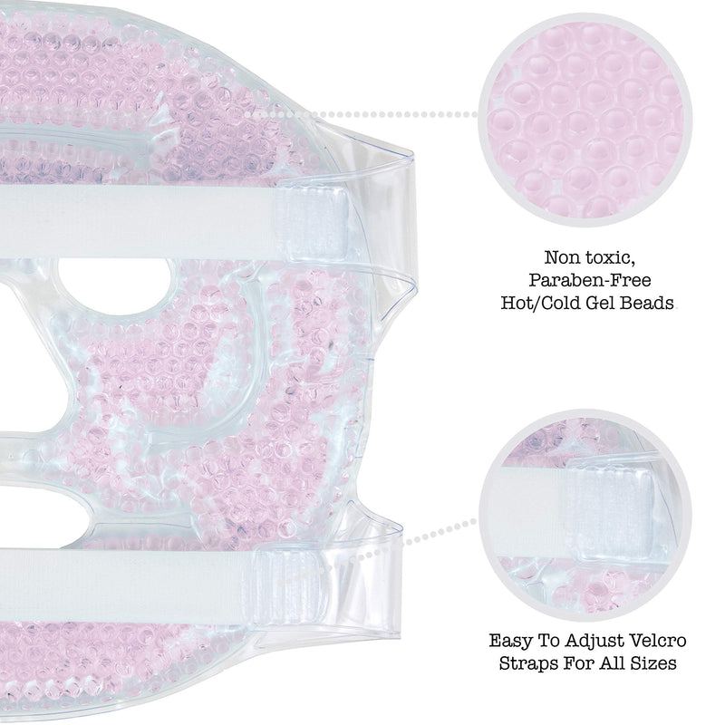 Cooling face mask & Eye Pads - Cool Gel Face Pack - Hot/Cold therapy Sinusitis Treatment - Soothing Ice Relaxation Decongestant - Migraine | Inflammation | Puffy Eyes | Headache | Hangover | Dry Eyes Pink - BeesActive Australia