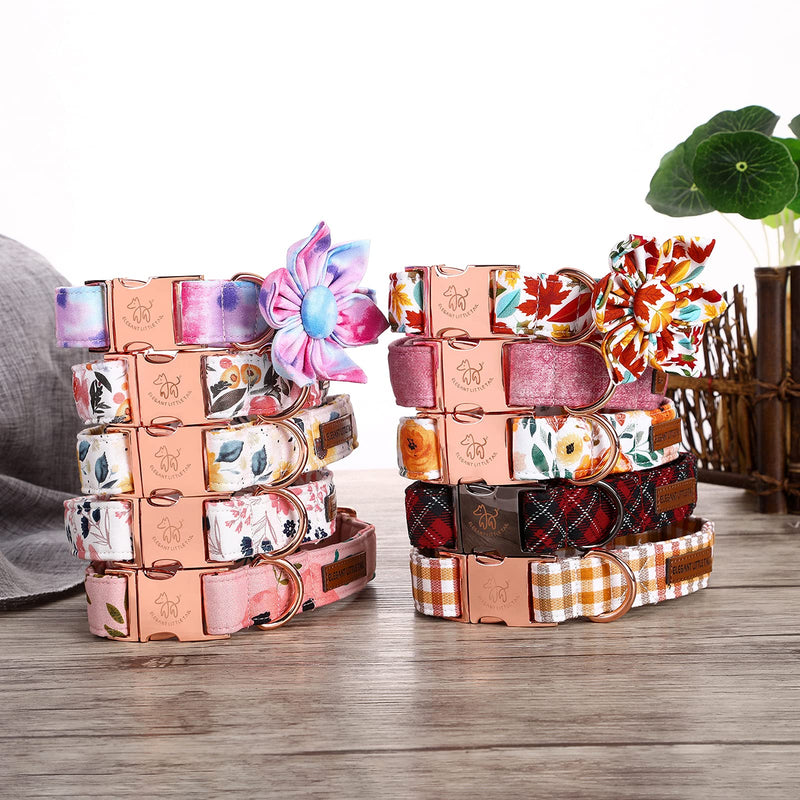Elegant little tail Flower Girl Dog Collar for Female Dogs, Pet Collar Adjustable Dog Collars with Flower Gift for Small Medium Large Dogs Collar&Flower-S Christmas Plaid - BeesActive Australia