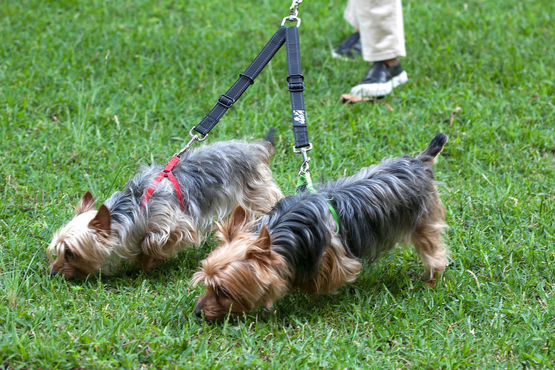 2PET Double Dog Leash Tangle Free Adjustable Leash Coupler - Ideal Dog Leash for 2 Dogs Extension - Forget About Messy Tangled Walks of Dogs - Ebony Black - BeesActive Australia