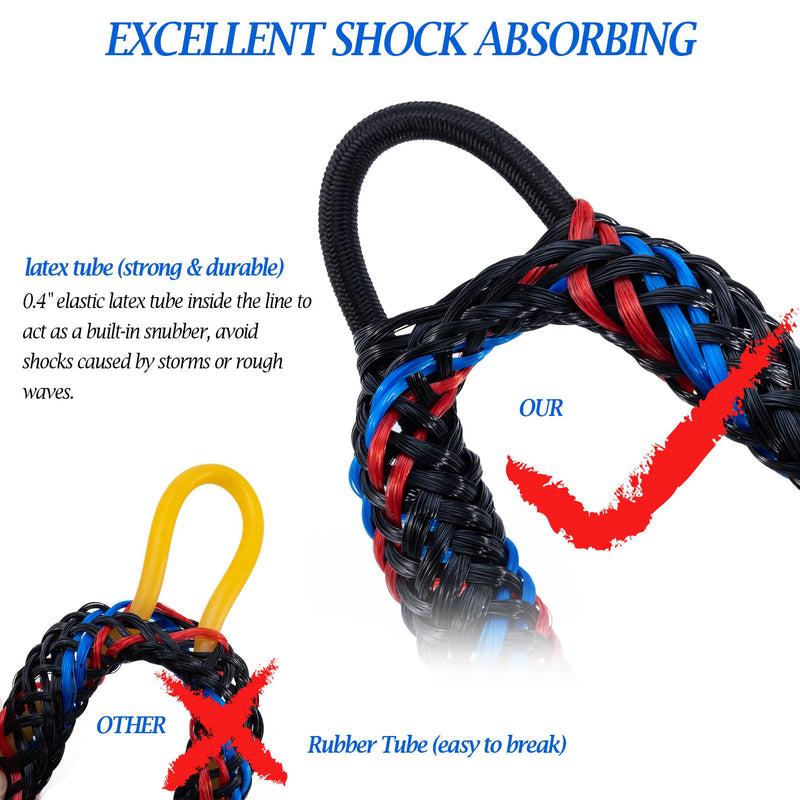 Boat Anchor Bungee Dock Line - PWC Buddy Rope Stretches 14-27ft for Jet Ski, Kayak, Quick Docking with Stainless Steel Clip, Built-in Snubber - BeesActive Australia