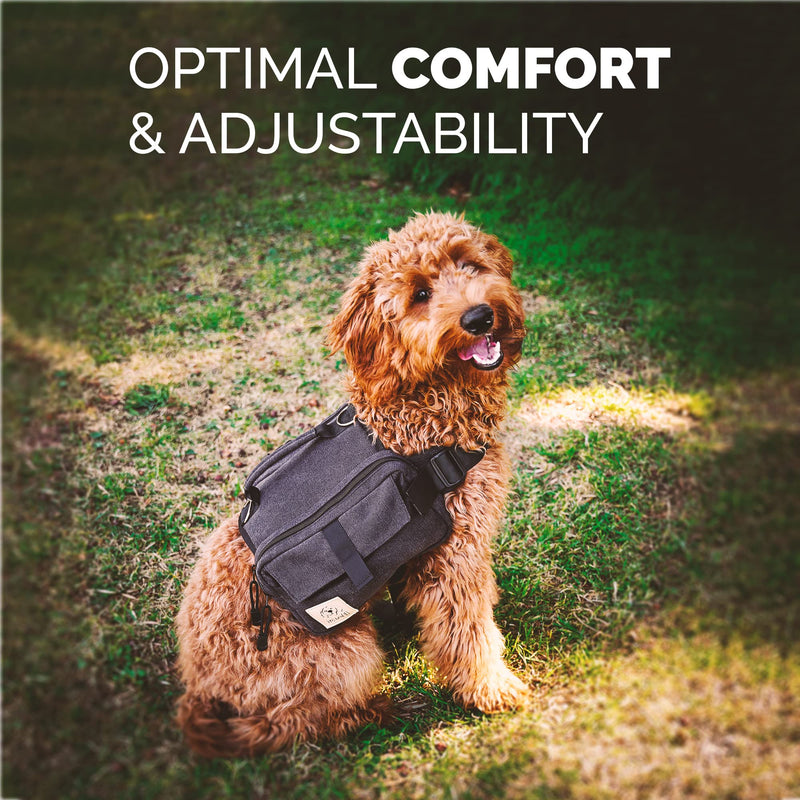 Kvell Premium Dog Pack - Hiking Saddle Bag, Backpack Dogs - No-choke, Lightweight, Breathable Rucksack Pack Pets With Fully Adjustable Straps & 2 Large Zipper Compartments (Medium/Large Breed), Black - BeesActive Australia