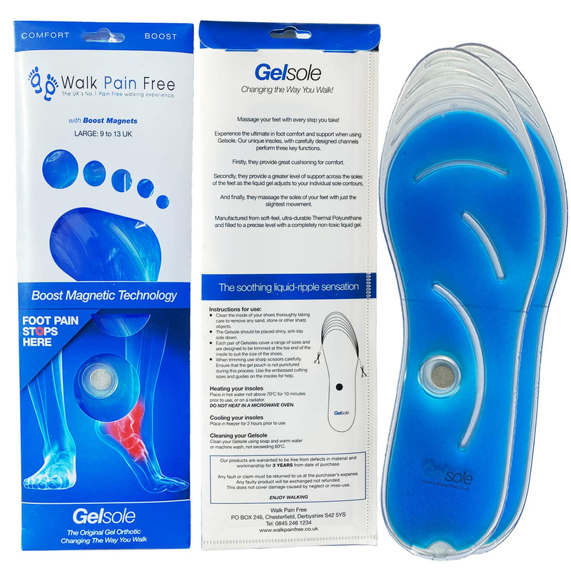 Orthotic Gel Insoles, Boost Magnetic Technology | Walk Pain Free Comfort Insoles | Reduce Heel Pain, Plantar Fasciitis, Flat Feet | Supplying NHS & Emergency Services (Small: 3 to 6 UK, Red) SMALL: 3 to 6 UK - BeesActive Australia