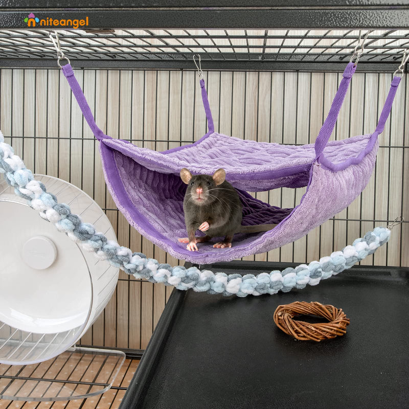 Niteangel Luxury Double Bunkbed Hammock, Fit 2 Adult Ferrets or 5 More Adult Rats Purple - BeesActive Australia