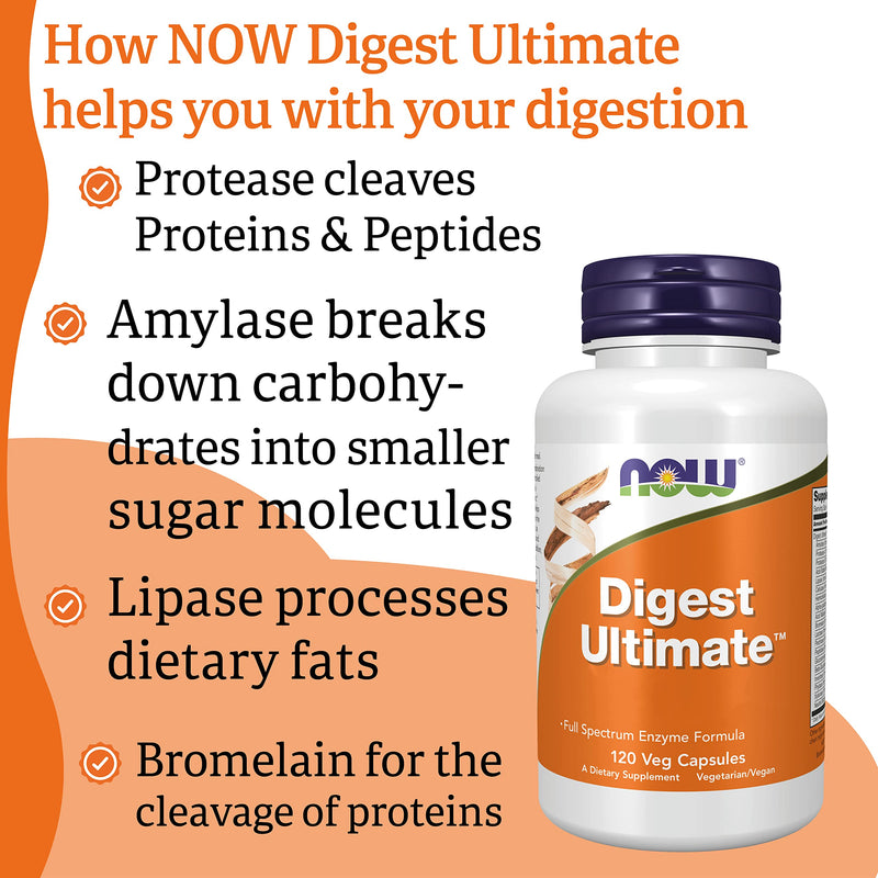 Now Foods, Digest Ultimate (Digestive Dnzymes), 120 Vegan Capsules, Lab-Tested, SOYA Free, Gluten Free, Non-GMO, Vegetarian - BeesActive Australia