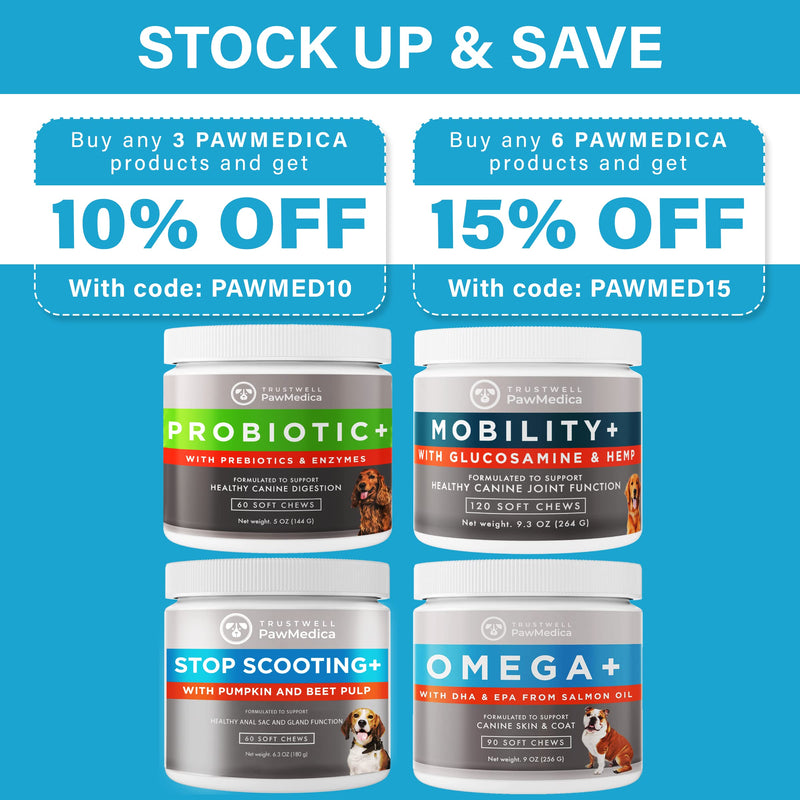 PawMedica Stop Scooting Chews for Dogs - AnalGland Dog Constipation Chews - Recommended Dog Digestive Chews - Pumpkin for Dog Anal Gland Function - Anal Gland Supplement for Dogs 60 No Scooting Chews - BeesActive Australia