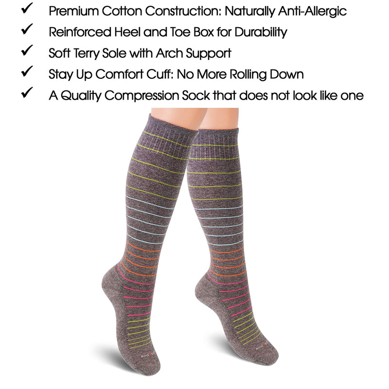 [AUSTRALIA] - SocksLane Cotton Compression Socks for Women & Men. 15-20 mmHg Support Knee-High Nude X-Wide (1 Pair) 