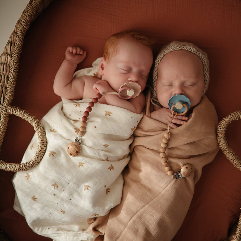 FRIGG Daisy Natural Rubber Baby Pacifier | Made in Denmark | BPA-Free (Willow/Croissant, 0-6 Months) 2-Pack 0-6 Month Willow/Croissant - BeesActive Australia