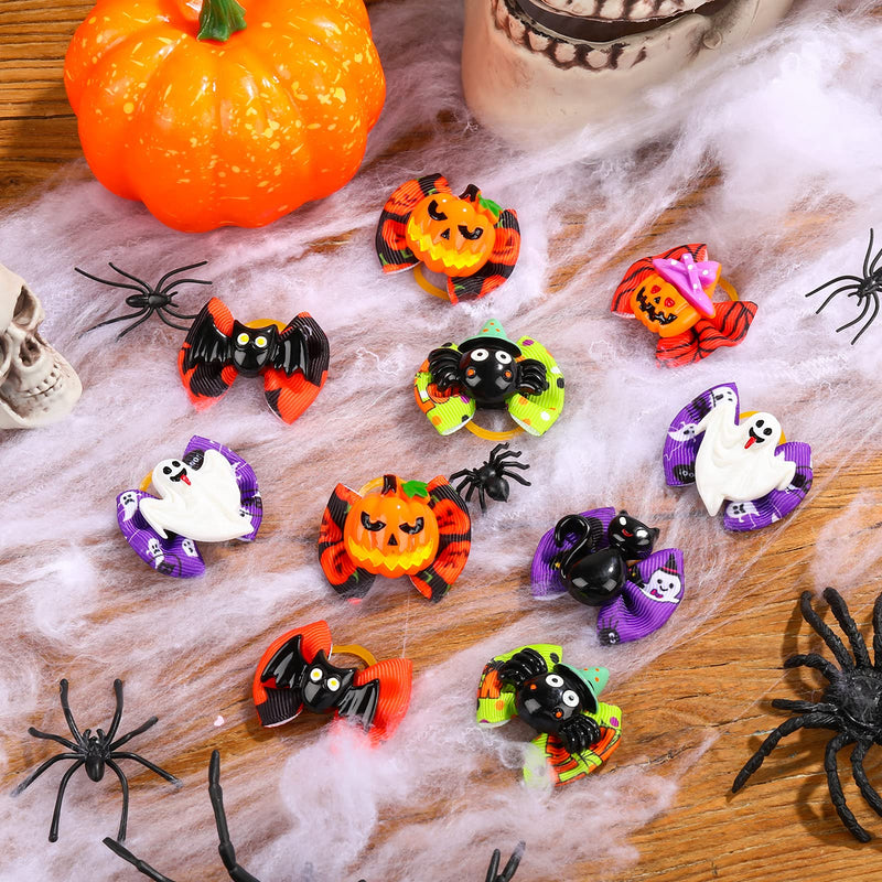 Frienda 32 Pieces Halloween Dog Hair Bows Halloween Dog Topknot Bows with Rubber Bands Pumpkin Ghost Bat Pet Hair Bows Puppy Grooming Bows Halloween Dog Hair Accessories for Pets Dogs Cats, 16 Pairs - BeesActive Australia