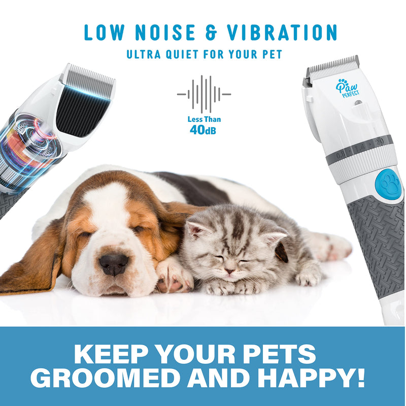 PawPerfect Pet Fur and Hair Trimmer by Bell+Howell Dog Hair Clippers with Stainless Steel and Ceramic Blades Low Noise Rechargeable and Cordless Shaver for Dogs Cats and Other Furry Pets As Seen On TV - BeesActive Australia